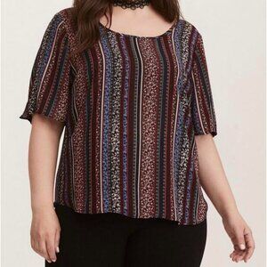Torrid - Boho Print Chiffon Blouse Top Shirt